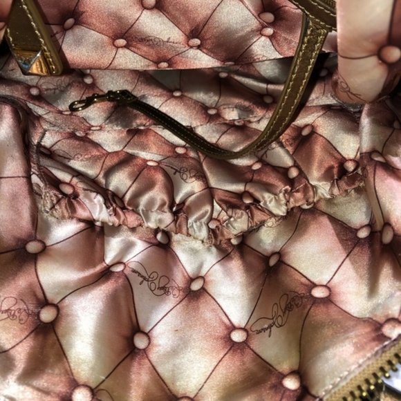 Betsey Johnson Vintage Leopard Print Fur and Metallic Gold Large Shoulder Bag - Picture 10 of 14